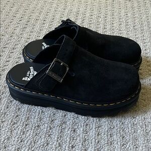 Dr. Martens Black Suede Zebzag Clogs - Women’s Size 9 (US)/ 7 (UK)